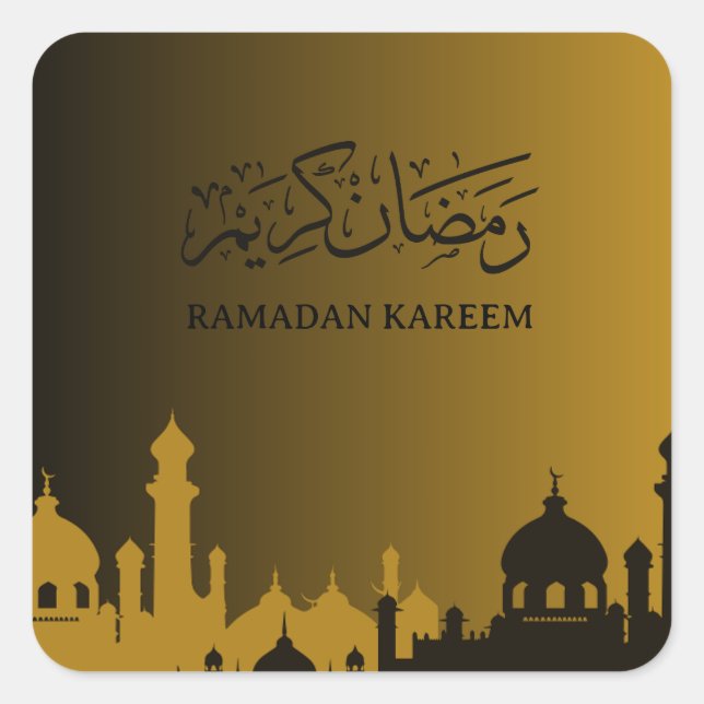 Gold Ramadan kareem 2024 Square Sticker (Front)