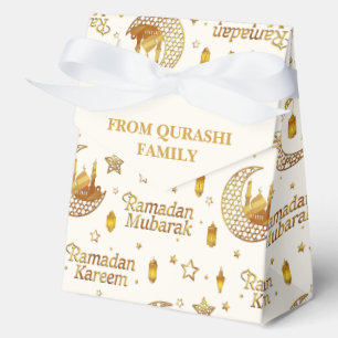 Gold Ramadan Mubarak Pattern with Custom Name Favour Box