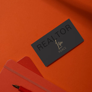 Gold Real Estate Agent Business Cards With QR Code