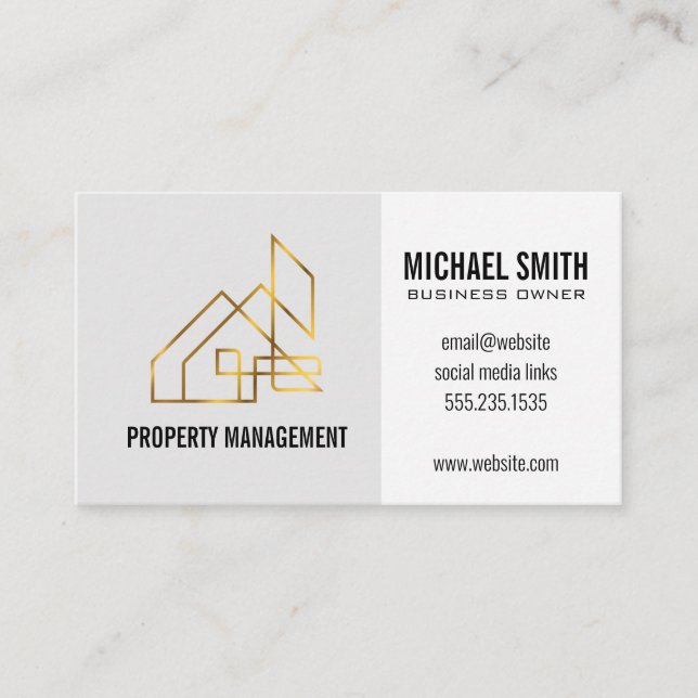 Gold Real Estate Logo Business Card (Front)