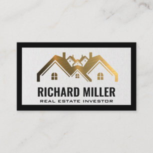 Gold Real Estate Logo   Property Investor Business Card
