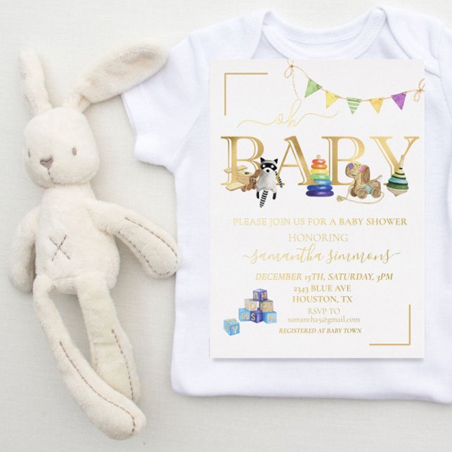 Gold Real Foil Baby Shower Vintage Toy (Creator Uploaded)