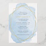 Gold Real Foil Frame-Blue Watercolor Bat Mitzvah<br><div class="desc">This beautiful invitation features a real foil frame in your choice of gold,  silver or rose gold.  Add your custom text using the template form.  Additional options for text and layout are available if you choose to customise further.</div>
