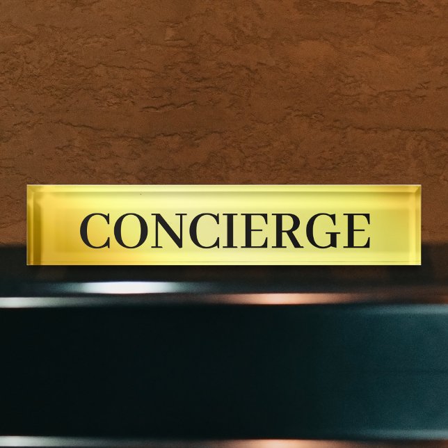 Gold Reception Concierge Front Nameplate (gold reception front desk concierge name plate sign)