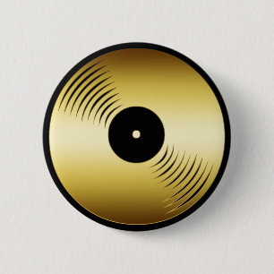 GOLD RECORD ALBUM 6 CM ROUND BADGE