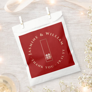 Gold Rectangle Double Happiness Chinese Wedding Favour Bags