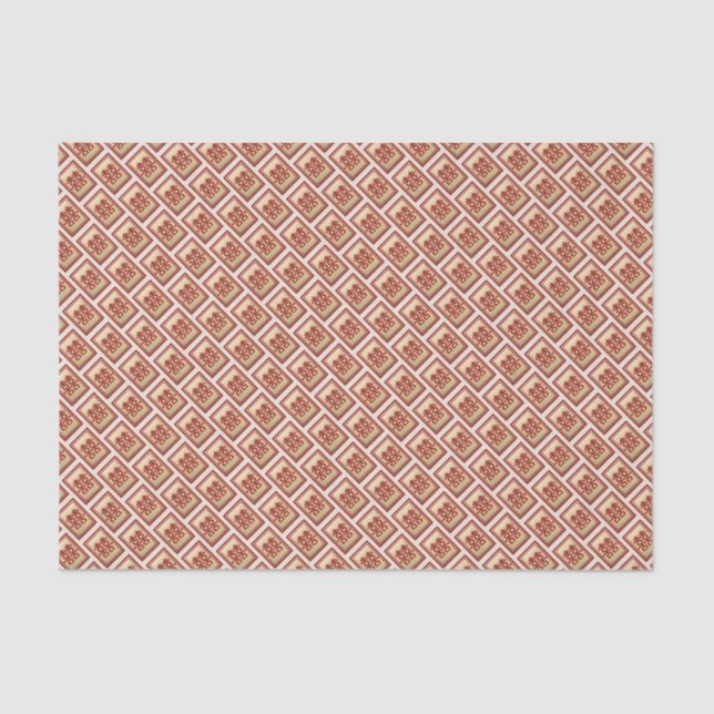 Gold Rectangle Double Happiness Chinese Wedding Ti Tissue Paper (Front)