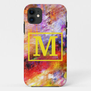 Gold Red Abstract Art Monogram Case-Mate iPhone Case