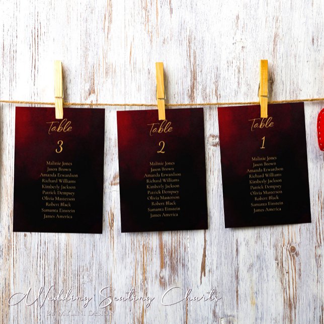 Gold Red and Black Wedding Seating Chart Card (Creator Uploaded)