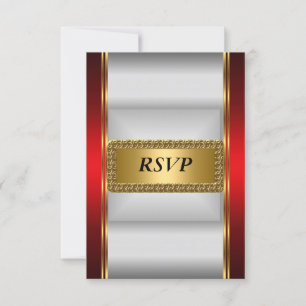 Gold red Art Deco RSVP Card