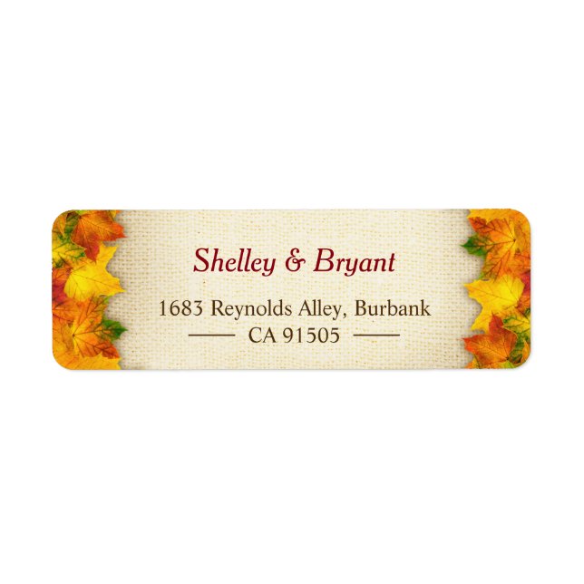 Gold Red Autumn Leaves Rustic Burlap Seasonal (Front)