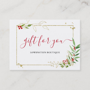 Gold Red Berry Christmas Holiday Gift Certificate