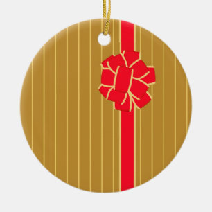 Gold & Red Bow Ceramic Tree Decoration