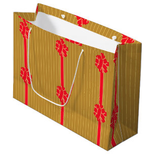 Gold & Red Bow Large Gift Bag