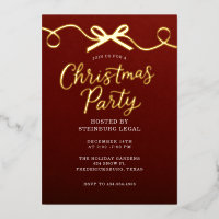 Gold Red Bow Office Corporate Christmas Party