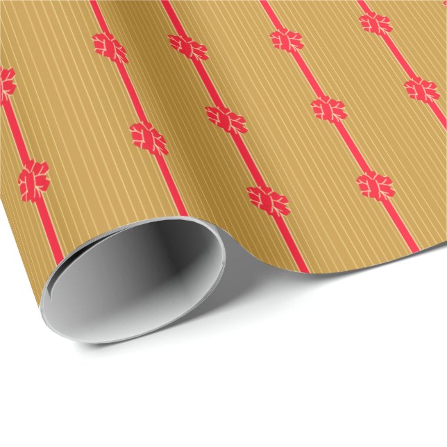 Gold & Red Bow Wrapping Paper (Roll Corner)