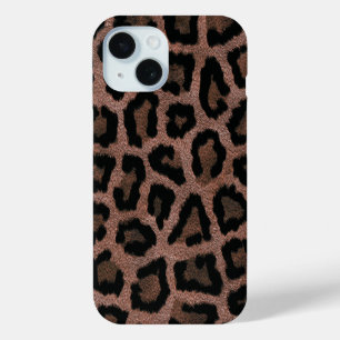 Gold Red Brown Black Leopard Animal Print  iPhone 15 Case
