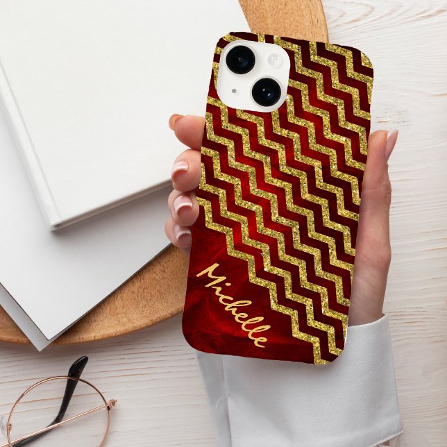 Gold Red Chevron Personalised Case-Mate iPhone Case (Creator Uploaded)