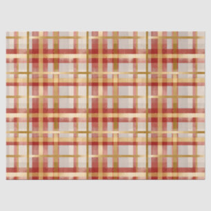 Gold Red Christmas Plaid  Tissue Paper