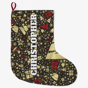 Gold & Red Christmas Stocking