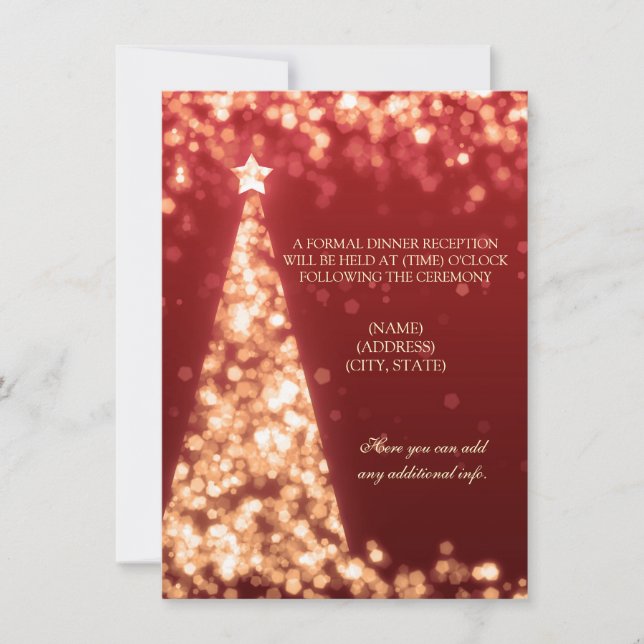 Gold & Red Christmas Wedding Reception Only Invitation (Front)