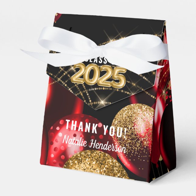 Gold Red Class of 2025 Graduation Party Favour Box (Front Side)