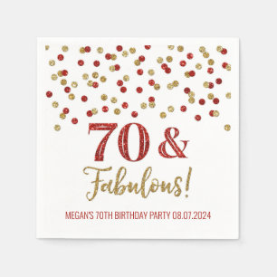 Gold Red Confetti 70 & Fabulous Napkin