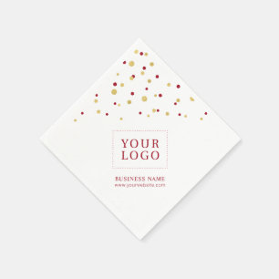 Gold Red Confetti Custom Business Promotional Logo Napkin