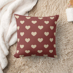 Gold Red Cream Glitter Hearts Cushion