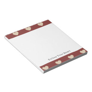 Gold Red Cream Glitter Hearts Valentine's Day Notepad