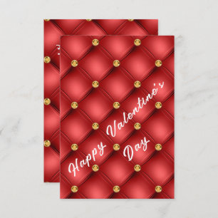 Gold Red Diamond Tufted Happy Valentine's Day Card