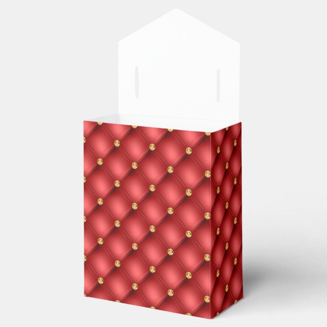 Gold Red Diamonds Tufted Leather Luxury Favour Box (Opened)