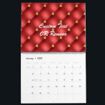 Gold Red Diamonds Tufted Leather Text Calendar<br><div class="desc">Calendar Golden Diamond Tufted Leather Custom Text Name Red Gold Personalised Calendars / Gift - Choose / Add Your Favourite Text - Name OR Remove text - Make Your Special Gift - Resize and move or remove and add text / elements with Customisation tool. Choose your favourite Font / Size...</div>