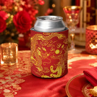 Gold Red Dragon Phoenix Chinese Wedding Favour