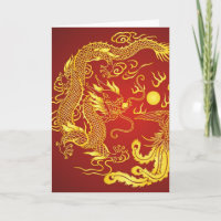 Gold Red Dragon Phoenix Chinese Wedding Favour