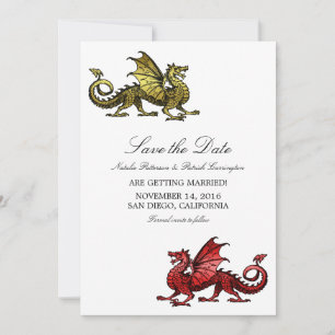 Gold Red Dragon Save the Date Invite