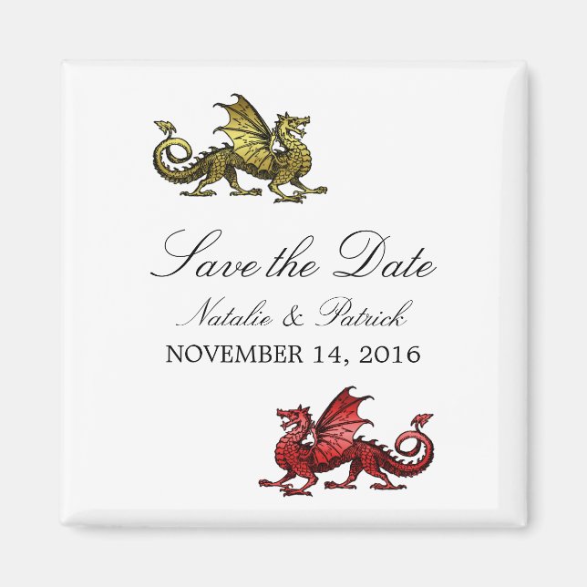 Gold Red Dragon Save the Date Magnet (Front)