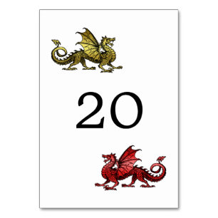 Gold Red Dragon Wedding Table Card