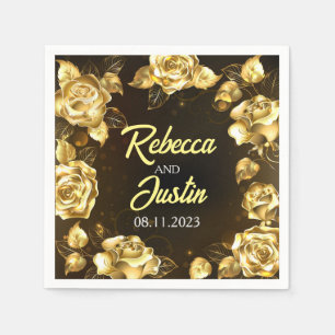Gold Red Floral Modern Boho Napkin