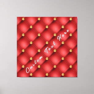 Gold Red Gemstone Canvas Print with Custom Text