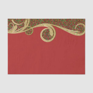 Gold Red Green Holiday Christmas Glam Gift Wrap Tissue Paper