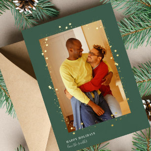 Gold red green Stars Frame Christmas Photo