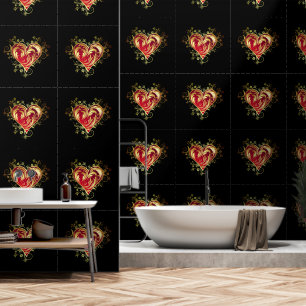 Gold Red Heart Custom Colour Black Wallpaper