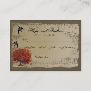 Gold  Red Heart Leaf Place Card Menu Selection