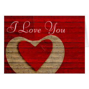 Gold Red Heart with Wodden Background I love you