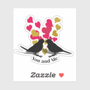 Gold Red Hearts Love Birds Valentine