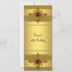 Gold Red Jewel 40th Birthday Party Invitation