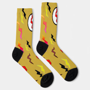Gold Red Lightning Bolt Halloween Socks