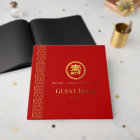 Gold Red Longevity Birthday Foil Guestbook (FS)