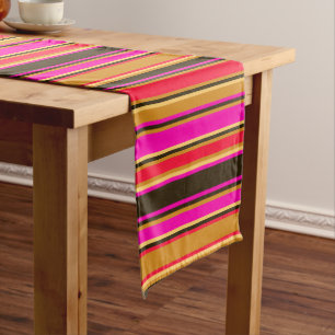 Gold, Red, & Magenta Striped Table Runner